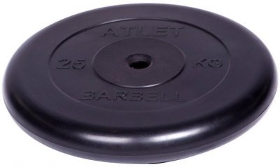 Диск обрезиненный Barbell Atlet d 26 мм чёрный 25 кг