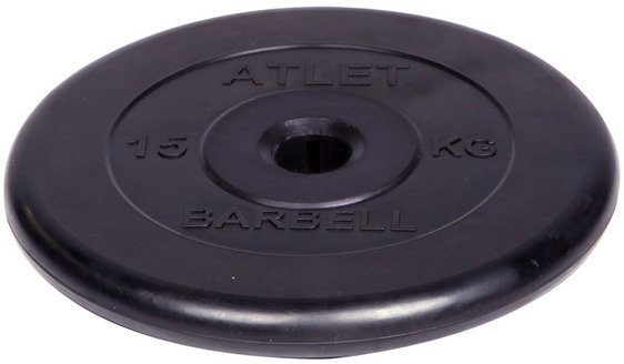 Диск обрезиненный Barbell Atlet d 31 мм чёрный 15 кг