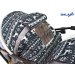 Санки-коляска SNOW GALAXY LUXE Скандинавская ночь Олени коричневые на больших мягких колесах+сумка+муфта 