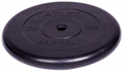 Диск обрезиненный Barbell Atlet d 26 мм чёрный 20 кг